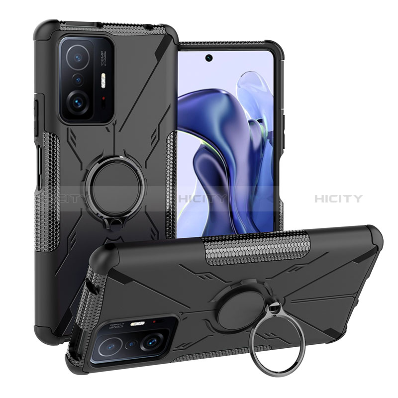 Funda Bumper Silicona y Plastico Mate Carcasa con Magnetico Anillo de dedo Soporte JX1 para Xiaomi Mi 11T 5G