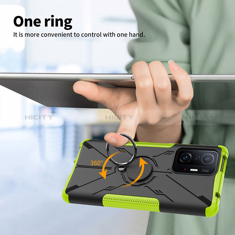 Funda Bumper Silicona y Plastico Mate Carcasa con Magnetico Anillo de dedo Soporte JX1 para Xiaomi Mi 11T Pro 5G