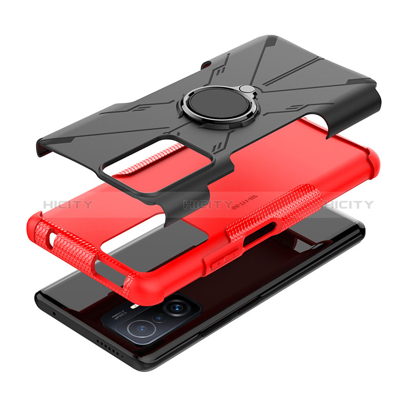 Funda Bumper Silicona y Plastico Mate Carcasa con Magnetico Anillo de dedo Soporte JX1 para Xiaomi Mi 11T Pro 5G