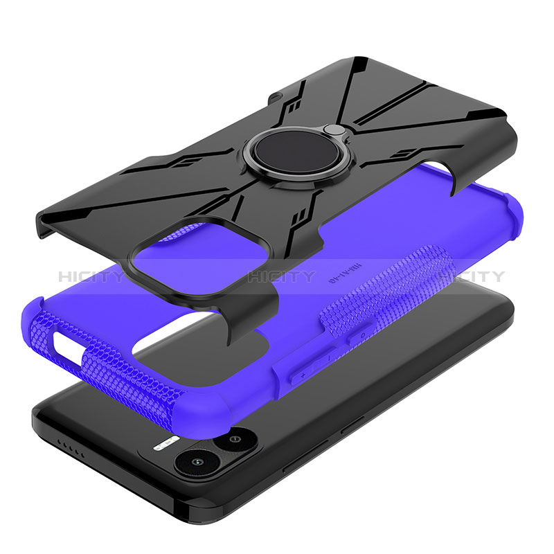 Funda Bumper Silicona y Plastico Mate Carcasa con Magnetico Anillo de dedo Soporte JX1 para Xiaomi Poco C51