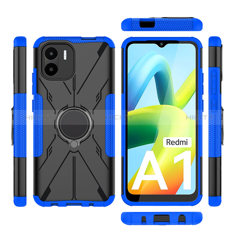 Funda Bumper Silicona y Plastico Mate Carcasa con Magnetico Anillo de dedo Soporte JX1 para Xiaomi Poco C51