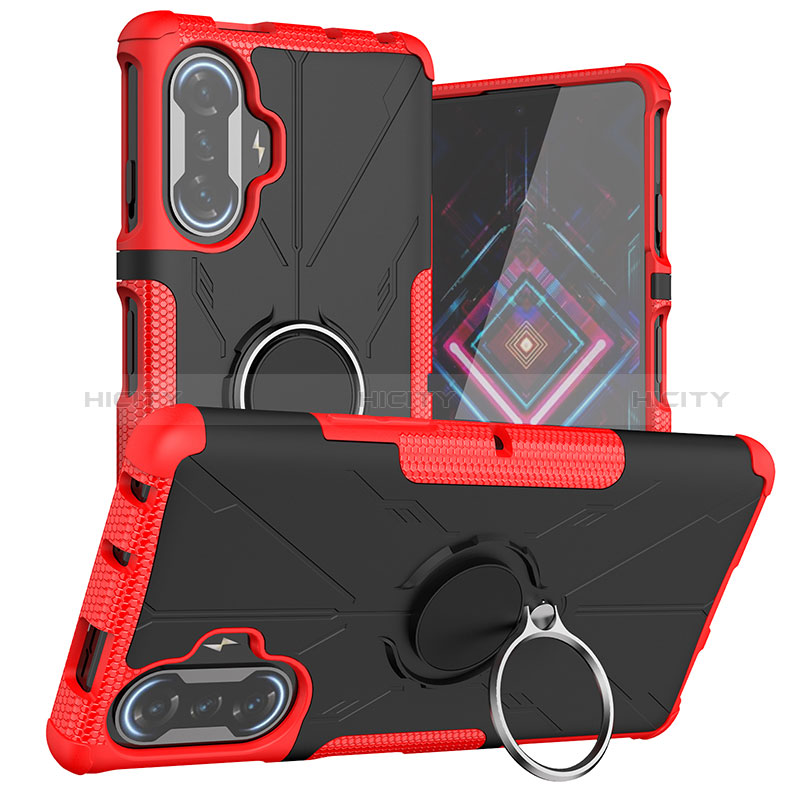 Funda Bumper Silicona y Plastico Mate Carcasa con Magnetico Anillo de dedo Soporte JX1 para Xiaomi Poco F3 GT 5G