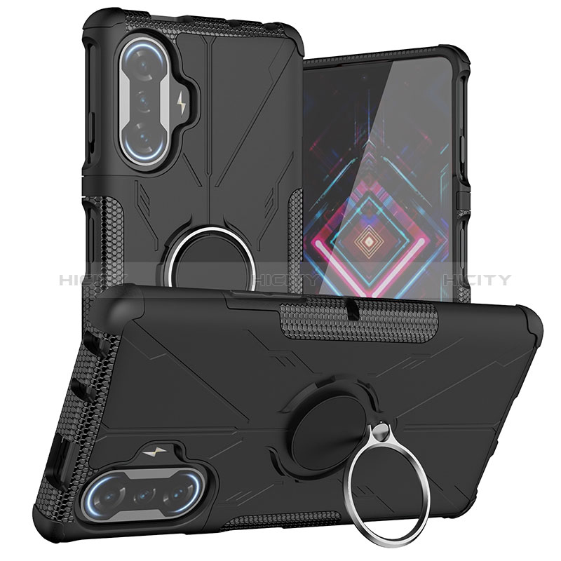 Funda Bumper Silicona y Plastico Mate Carcasa con Magnetico Anillo de dedo Soporte JX1 para Xiaomi Poco F3 GT 5G