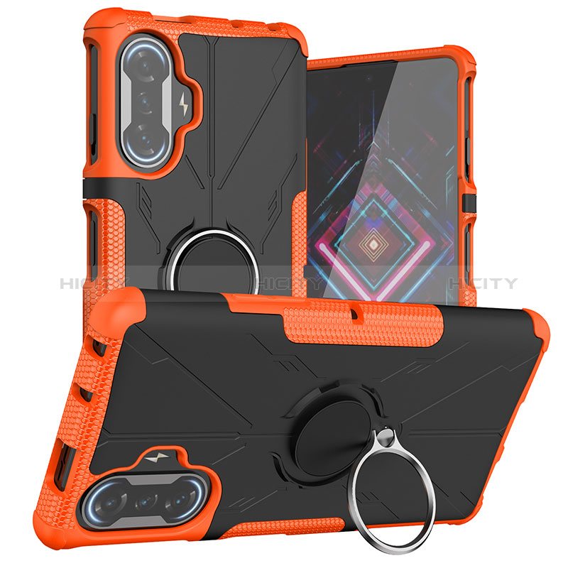 Funda Bumper Silicona y Plastico Mate Carcasa con Magnetico Anillo de dedo Soporte JX1 para Xiaomi Poco F3 GT 5G