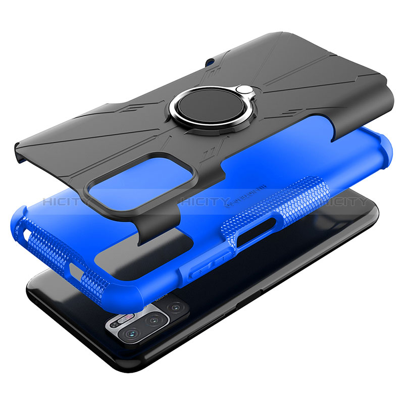 Funda Bumper Silicona y Plastico Mate Carcasa con Magnetico Anillo de dedo Soporte JX1 para Xiaomi POCO M3 Pro 5G
