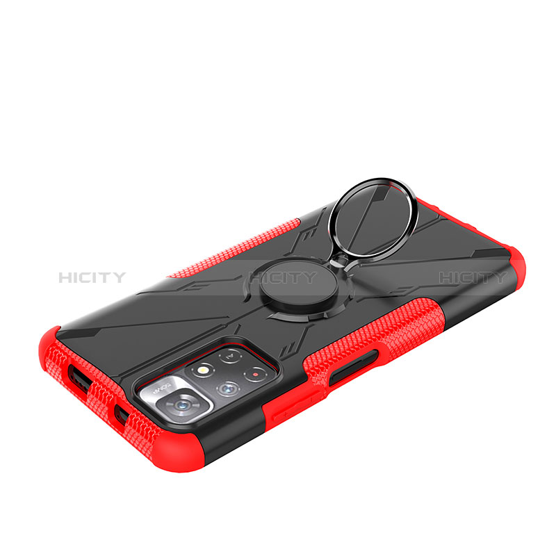 Funda Bumper Silicona y Plastico Mate Carcasa con Magnetico Anillo de dedo Soporte JX1 para Xiaomi Poco M4 Pro 5G