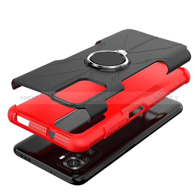 Funda Bumper Silicona y Plastico Mate Carcasa con Magnetico Anillo de dedo Soporte JX1 para Xiaomi Poco M5S