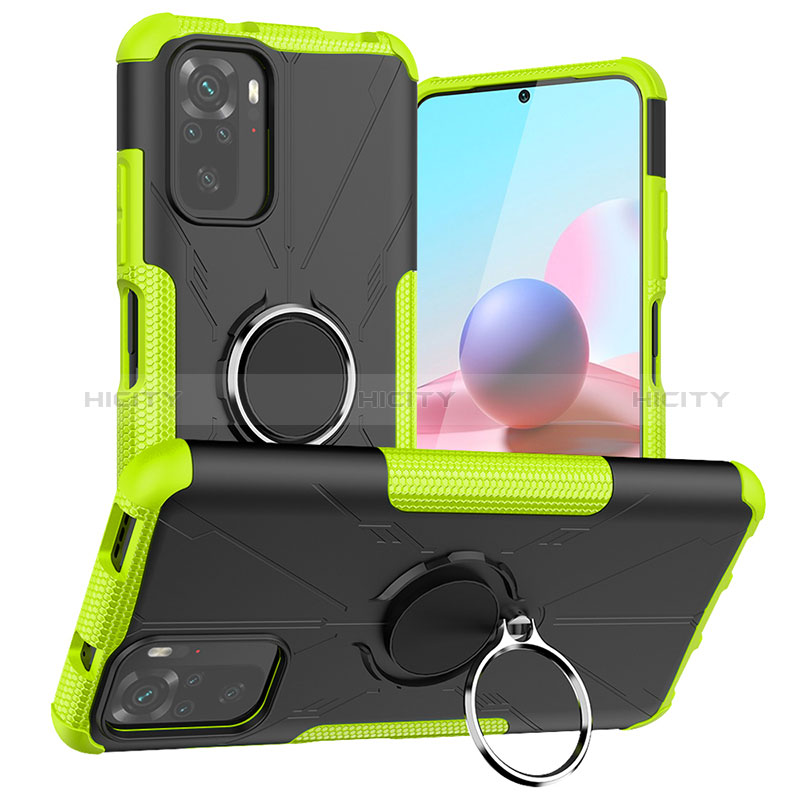 Funda Bumper Silicona y Plastico Mate Carcasa con Magnetico Anillo de dedo Soporte JX1 para Xiaomi Poco M5S Verde