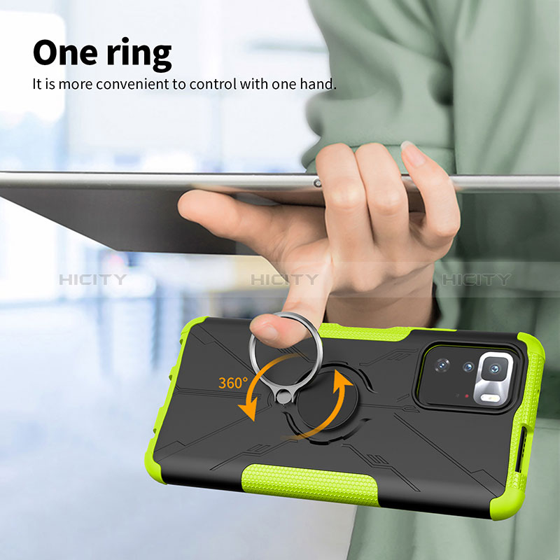 Funda Bumper Silicona y Plastico Mate Carcasa con Magnetico Anillo de dedo Soporte JX1 para Xiaomi Poco X3 GT 5G