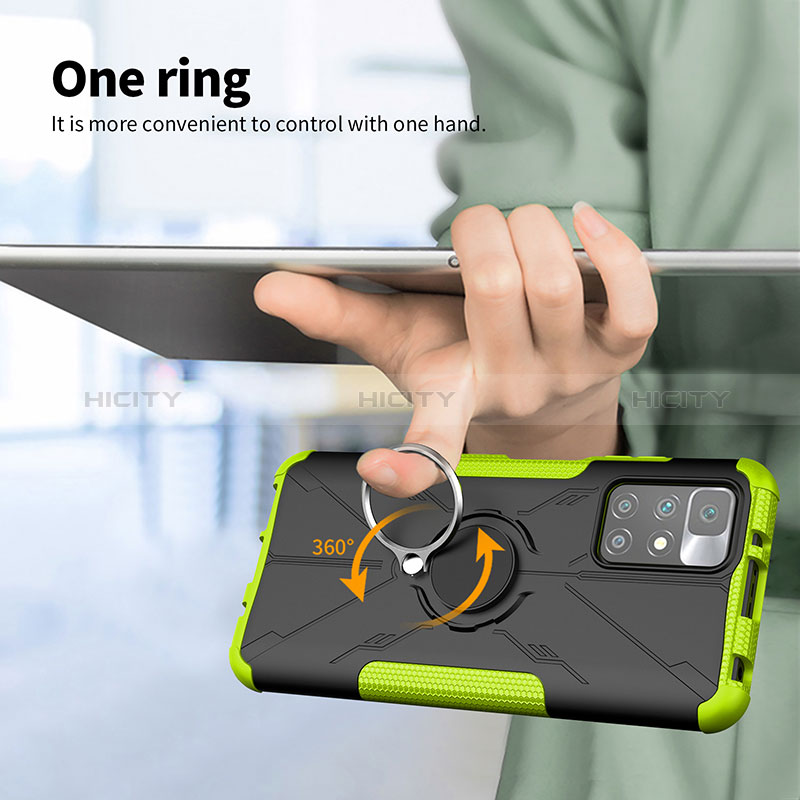 Funda Bumper Silicona y Plastico Mate Carcasa con Magnetico Anillo de dedo Soporte JX1 para Xiaomi Redmi 10 (2022)