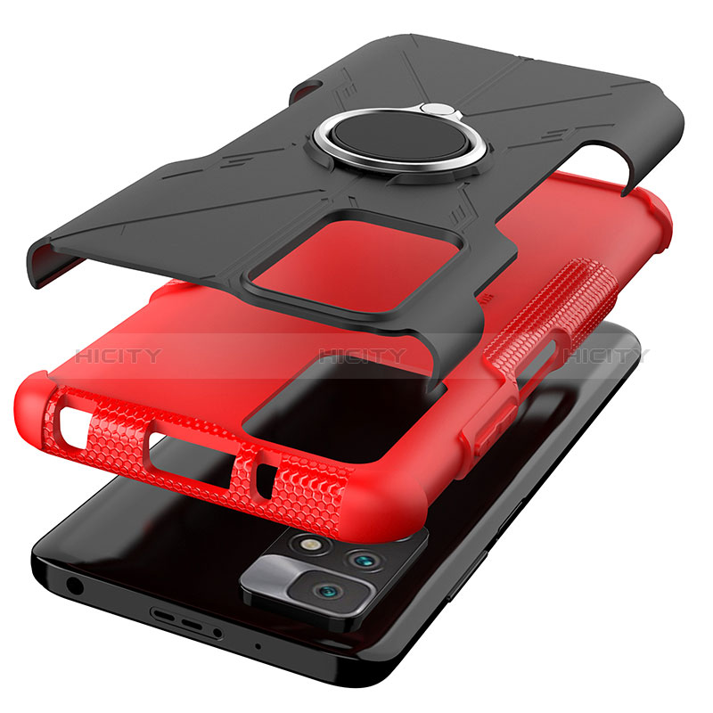 Funda Bumper Silicona y Plastico Mate Carcasa con Magnetico Anillo de dedo Soporte JX1 para Xiaomi Redmi 10 (2022)