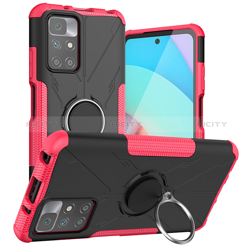 Funda Bumper Silicona y Plastico Mate Carcasa con Magnetico Anillo de dedo Soporte JX1 para Xiaomi Redmi 10 (2022)