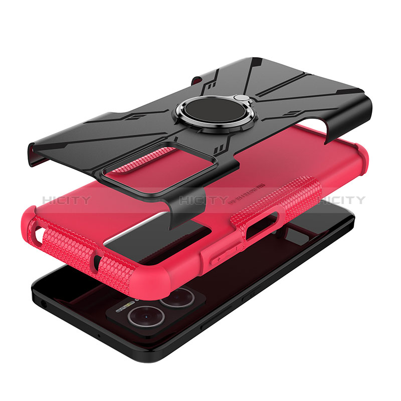 Funda Bumper Silicona y Plastico Mate Carcasa con Magnetico Anillo de dedo Soporte JX1 para Xiaomi Redmi 10 5G