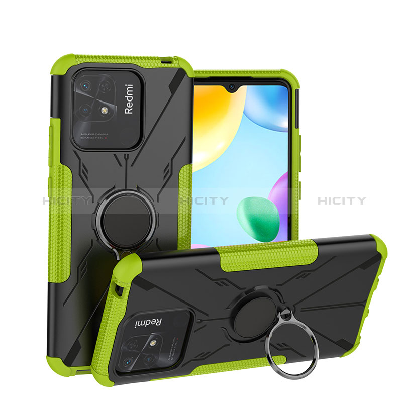 Funda Bumper Silicona y Plastico Mate Carcasa con Magnetico Anillo de dedo Soporte JX1 para Xiaomi Redmi 10 India