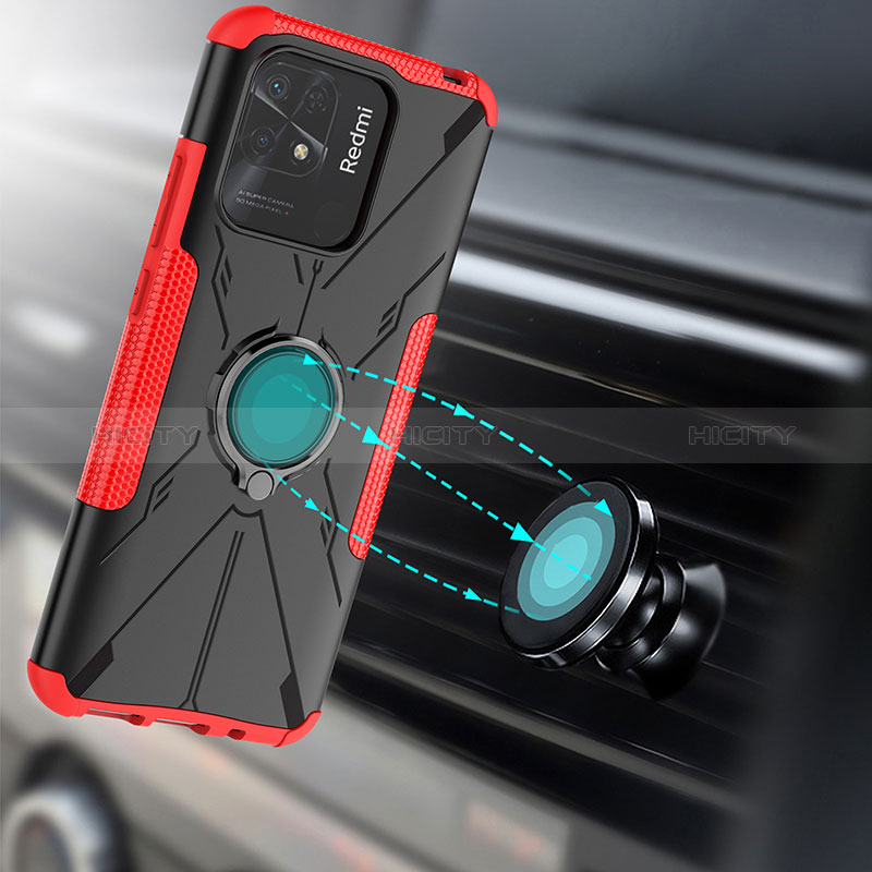 Funda Bumper Silicona y Plastico Mate Carcasa con Magnetico Anillo de dedo Soporte JX1 para Xiaomi Redmi 10C 4G