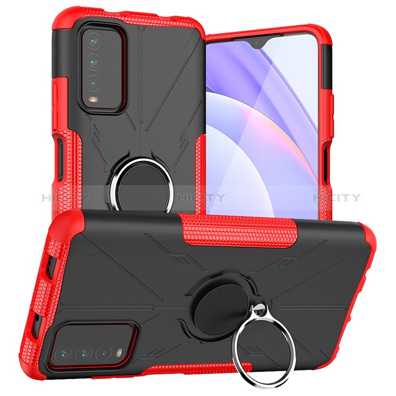 Funda Bumper Silicona y Plastico Mate Carcasa con Magnetico Anillo de dedo Soporte JX1 para Xiaomi Redmi 9 Power