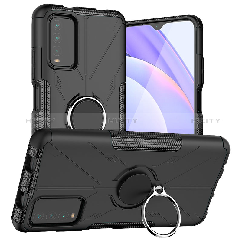 Funda Bumper Silicona y Plastico Mate Carcasa con Magnetico Anillo de dedo Soporte JX1 para Xiaomi Redmi 9 Power