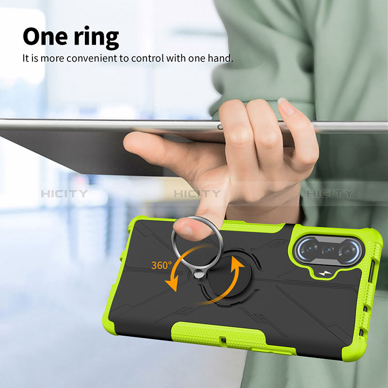 Funda Bumper Silicona y Plastico Mate Carcasa con Magnetico Anillo de dedo Soporte JX1 para Xiaomi Redmi K40 Gaming 5G