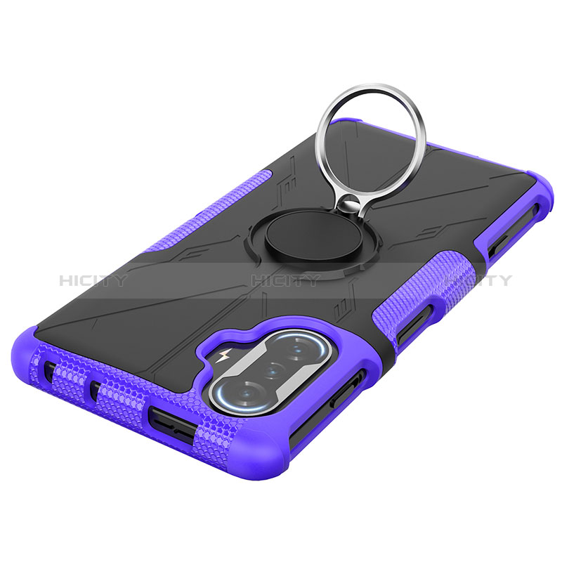 Funda Bumper Silicona y Plastico Mate Carcasa con Magnetico Anillo de dedo Soporte JX1 para Xiaomi Redmi K40 Gaming 5G