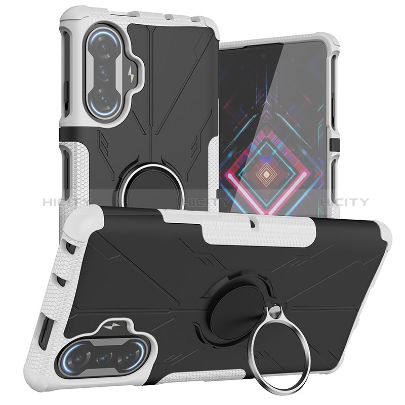 Funda Bumper Silicona y Plastico Mate Carcasa con Magnetico Anillo de dedo Soporte JX1 para Xiaomi Redmi K40 Gaming 5G