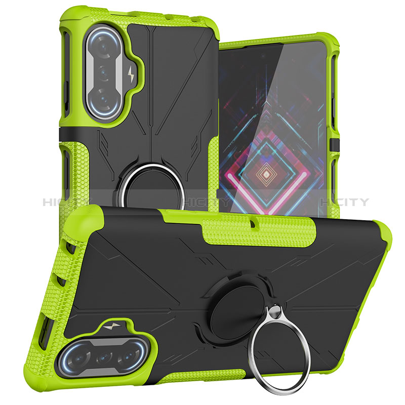 Funda Bumper Silicona y Plastico Mate Carcasa con Magnetico Anillo de dedo Soporte JX1 para Xiaomi Redmi K40 Gaming 5G