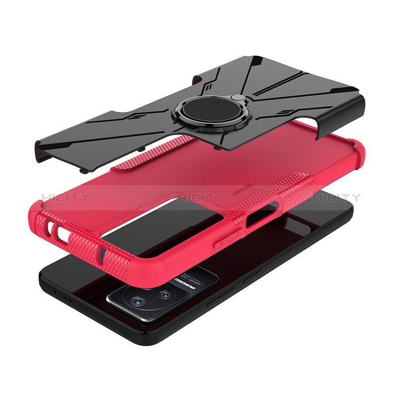 Funda Bumper Silicona y Plastico Mate Carcasa con Magnetico Anillo de dedo Soporte JX1 para Xiaomi Redmi K40S 5G