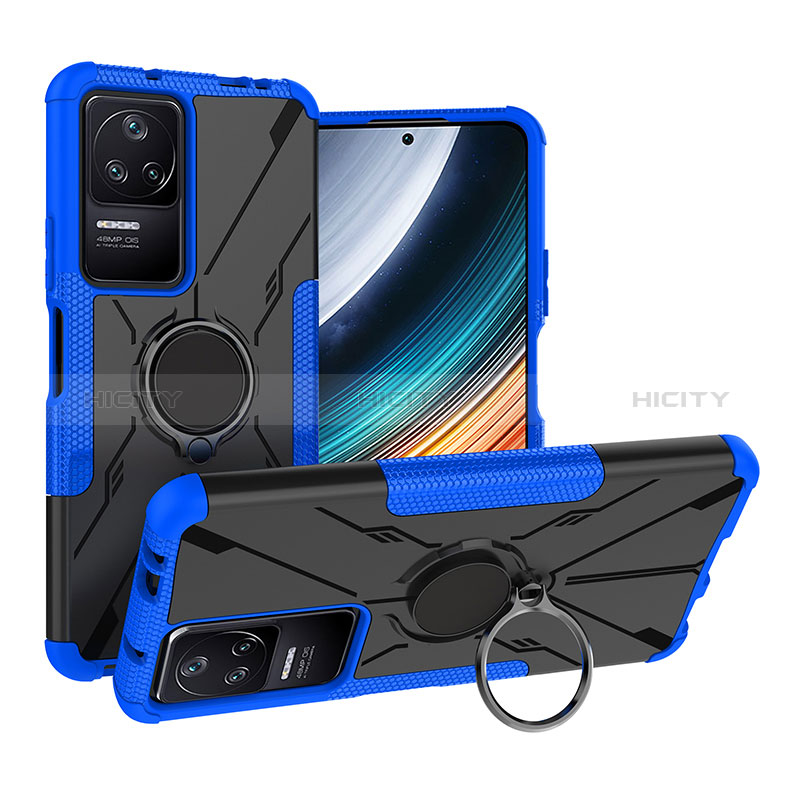 Funda Bumper Silicona y Plastico Mate Carcasa con Magnetico Anillo de dedo Soporte JX1 para Xiaomi Redmi K40S 5G