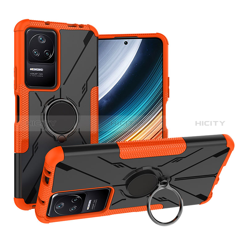 Funda Bumper Silicona y Plastico Mate Carcasa con Magnetico Anillo de dedo Soporte JX1 para Xiaomi Redmi K40S 5G