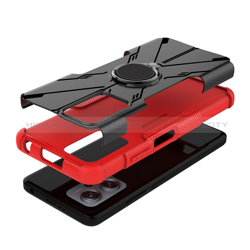 Funda Bumper Silicona y Plastico Mate Carcasa con Magnetico Anillo de dedo Soporte JX1 para Xiaomi Redmi K50i 5G