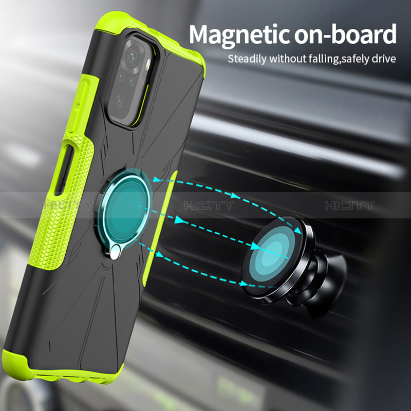 Funda Bumper Silicona y Plastico Mate Carcasa con Magnetico Anillo de dedo Soporte JX1 para Xiaomi Redmi Note 10 4G