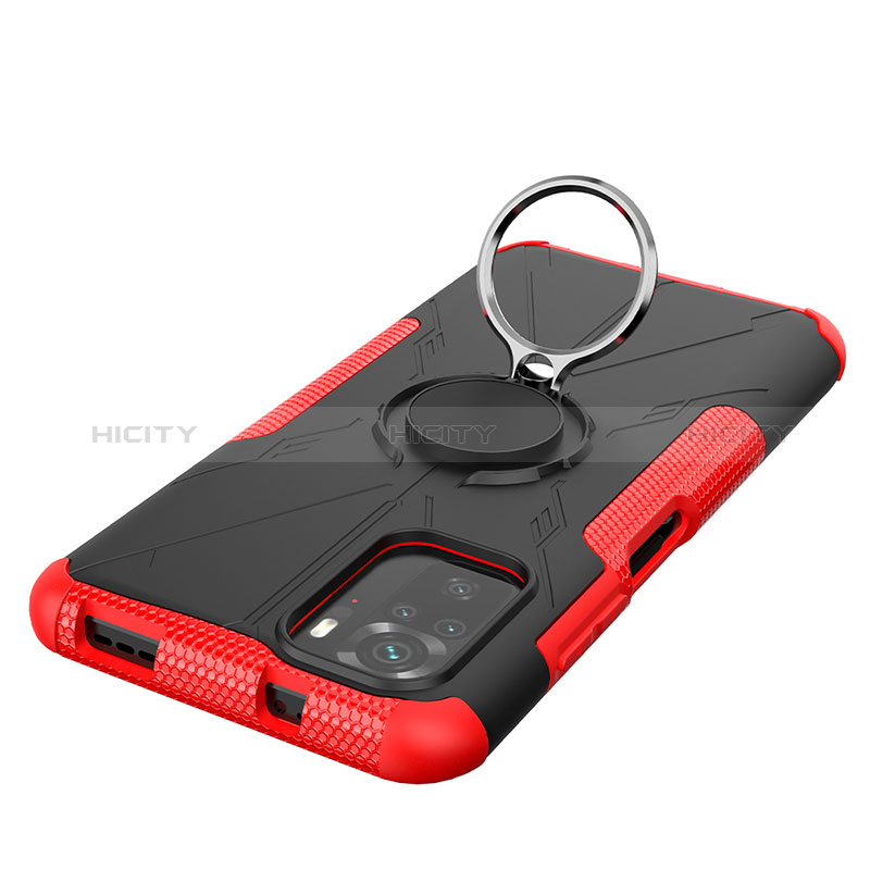 Funda Bumper Silicona y Plastico Mate Carcasa con Magnetico Anillo de dedo Soporte JX1 para Xiaomi Redmi Note 10 4G