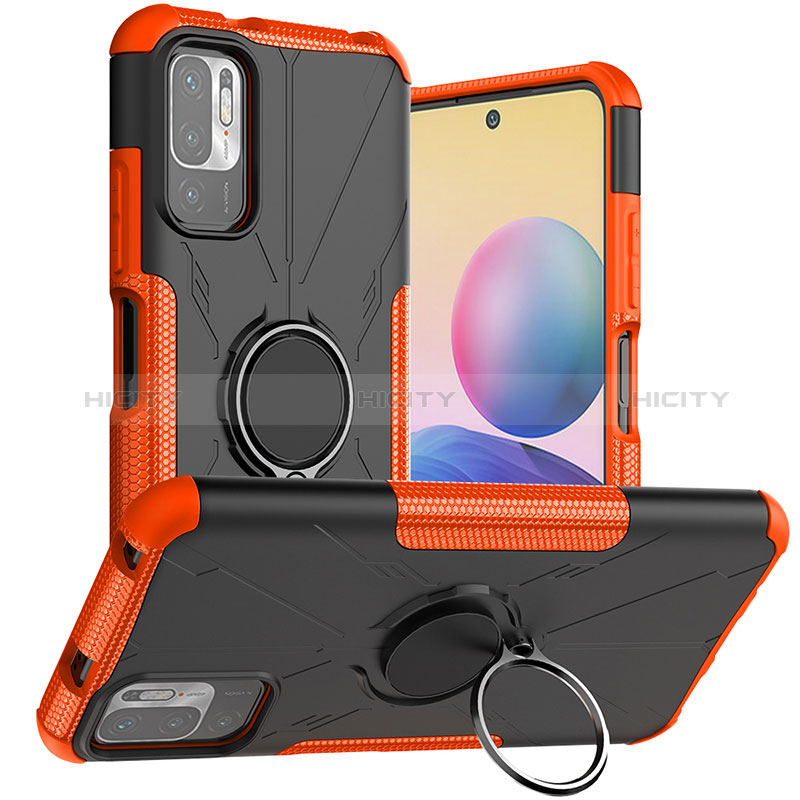 Funda Bumper Silicona y Plastico Mate Carcasa con Magnetico Anillo de dedo Soporte JX1 para Xiaomi Redmi Note 10 5G