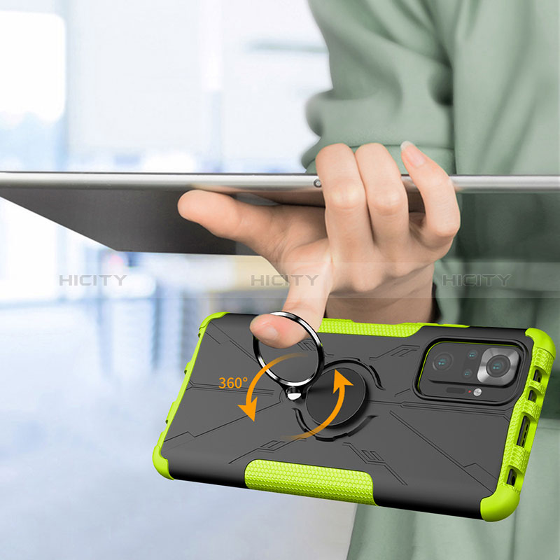 Funda Bumper Silicona y Plastico Mate Carcasa con Magnetico Anillo de dedo Soporte JX1 para Xiaomi Redmi Note 10 Pro 4G