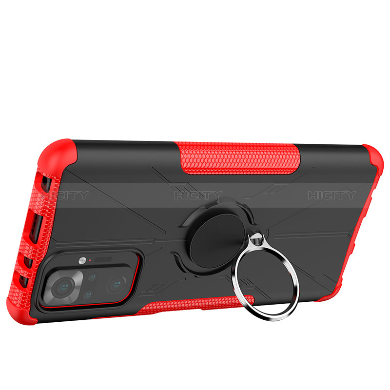 Funda Bumper Silicona y Plastico Mate Carcasa con Magnetico Anillo de dedo Soporte JX1 para Xiaomi Redmi Note 10 Pro 4G
