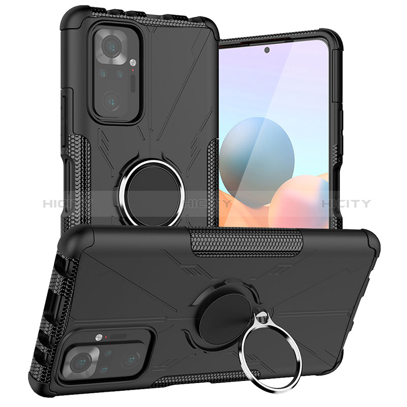 Funda Bumper Silicona y Plastico Mate Carcasa con Magnetico Anillo de dedo Soporte JX1 para Xiaomi Redmi Note 10 Pro 4G