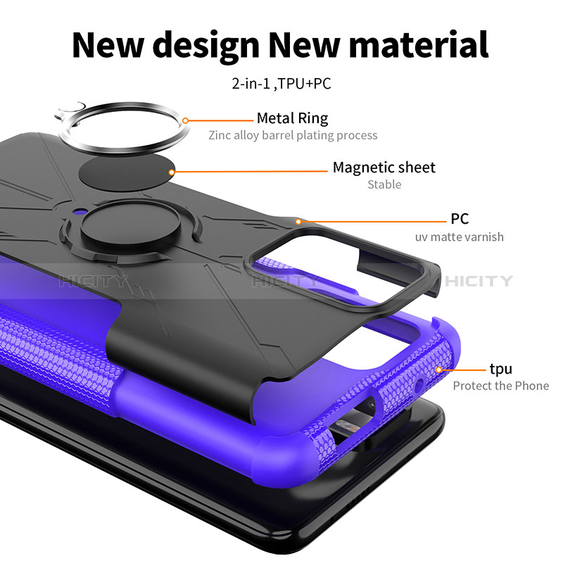 Funda Bumper Silicona y Plastico Mate Carcasa con Magnetico Anillo de dedo Soporte JX1 para Xiaomi Redmi Note 10 Pro 5G