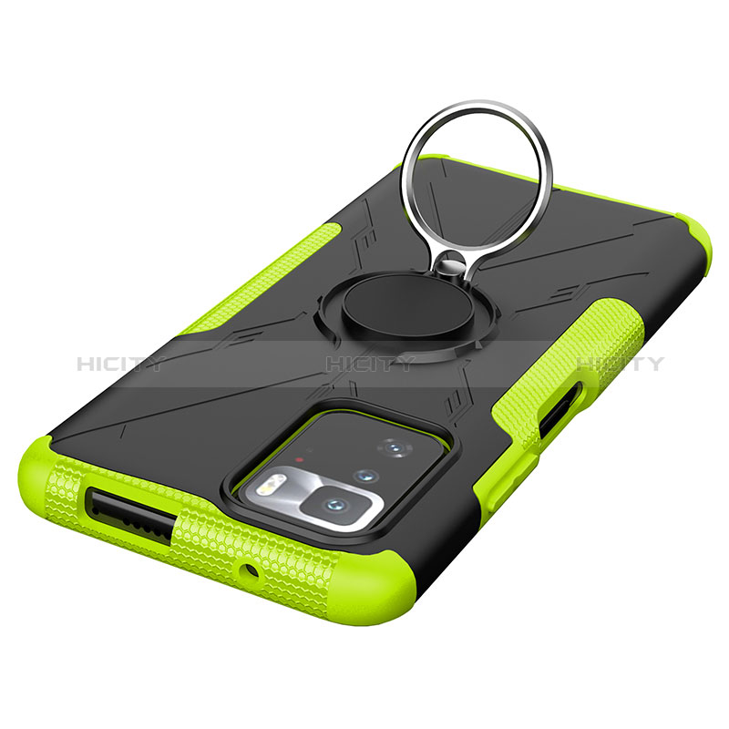 Funda Bumper Silicona y Plastico Mate Carcasa con Magnetico Anillo de dedo Soporte JX1 para Xiaomi Redmi Note 10 Pro 5G