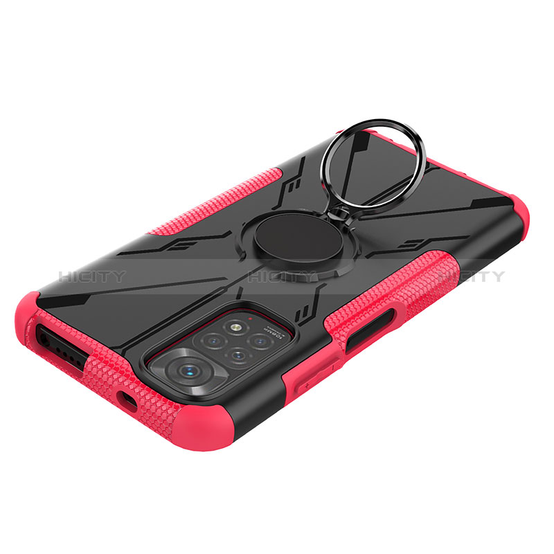 Funda Bumper Silicona y Plastico Mate Carcasa con Magnetico Anillo de dedo Soporte JX1 para Xiaomi Redmi Note 11 4G (2022)