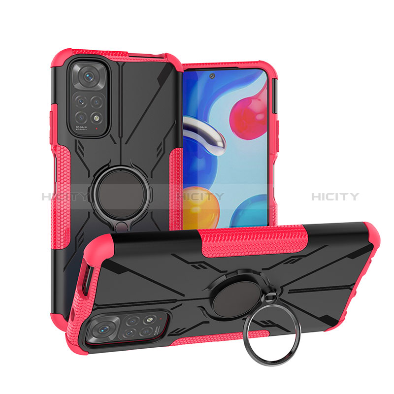 Funda Bumper Silicona y Plastico Mate Carcasa con Magnetico Anillo de dedo Soporte JX1 para Xiaomi Redmi Note 11 4G (2022)