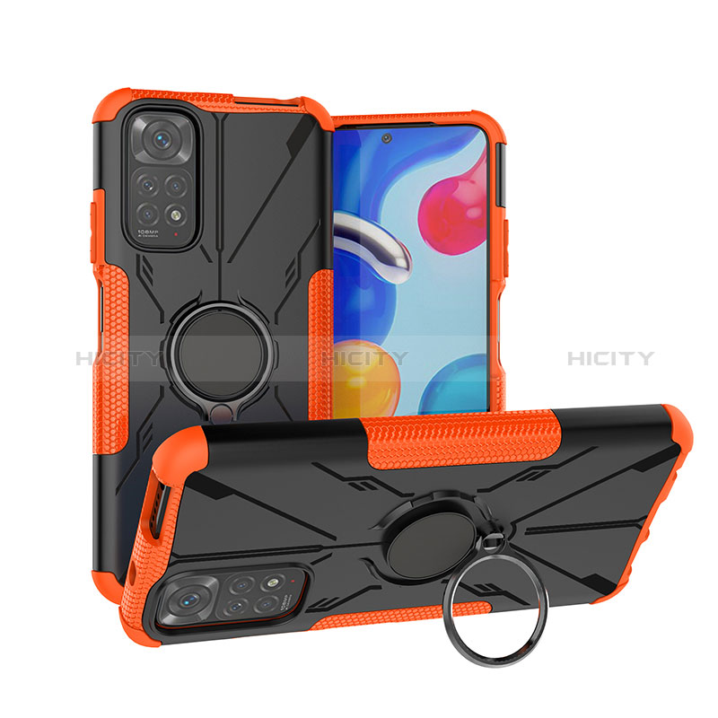 Funda Bumper Silicona y Plastico Mate Carcasa con Magnetico Anillo de dedo Soporte JX1 para Xiaomi Redmi Note 11 4G (2022)