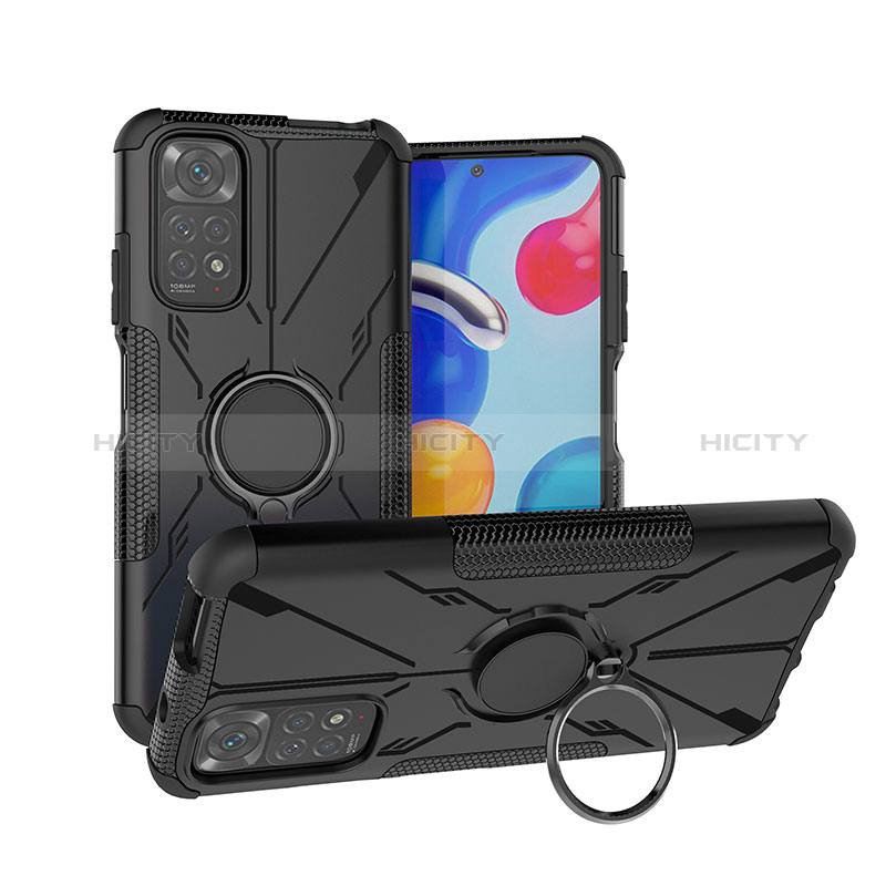 Funda Bumper Silicona y Plastico Mate Carcasa con Magnetico Anillo de dedo Soporte JX1 para Xiaomi Redmi Note 11 4G (2022)