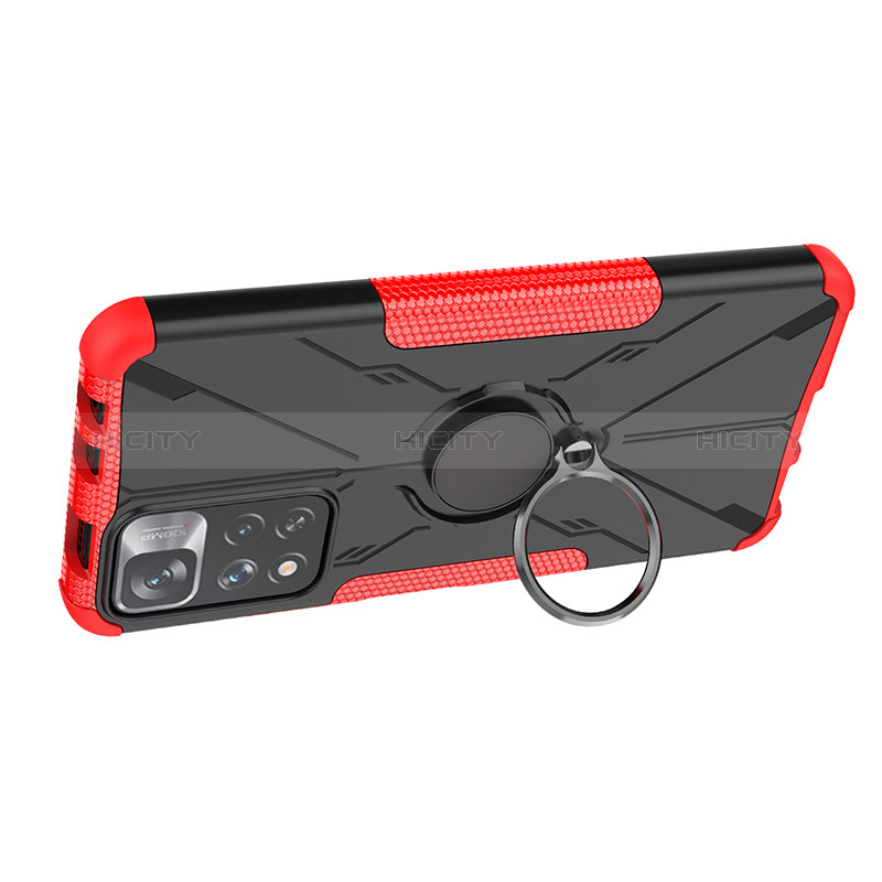 Funda Bumper Silicona y Plastico Mate Carcasa con Magnetico Anillo de dedo Soporte JX1 para Xiaomi Redmi Note 11 Pro+ Plus 5G