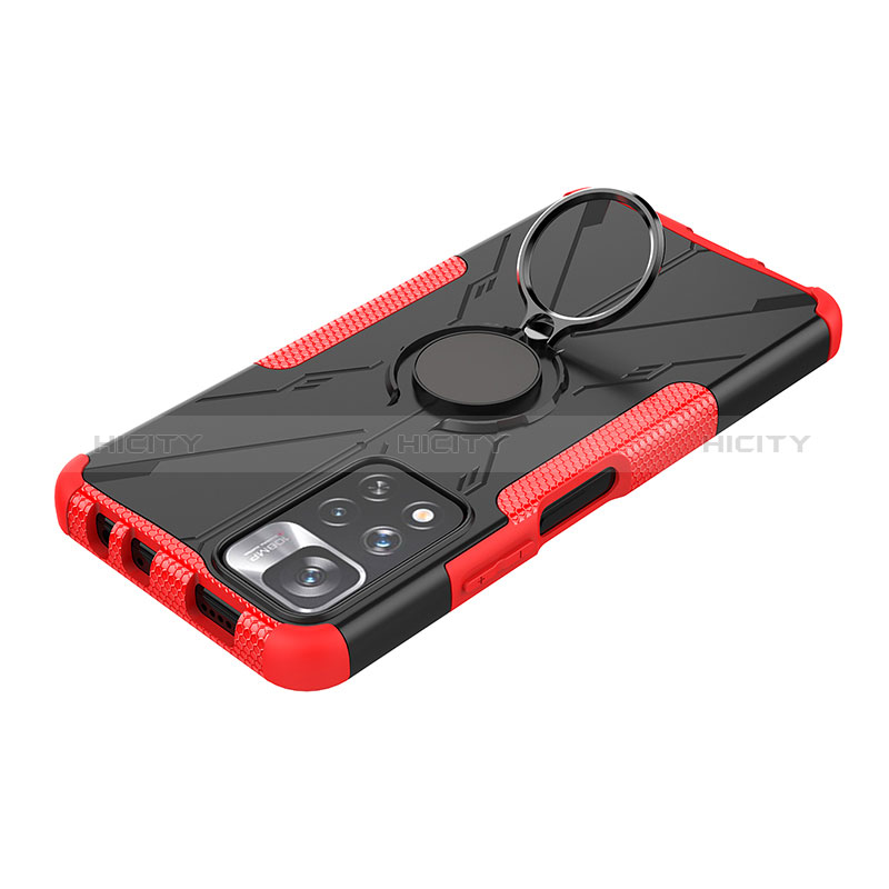 Funda Bumper Silicona y Plastico Mate Carcasa con Magnetico Anillo de dedo Soporte JX1 para Xiaomi Redmi Note 11 Pro+ Plus 5G