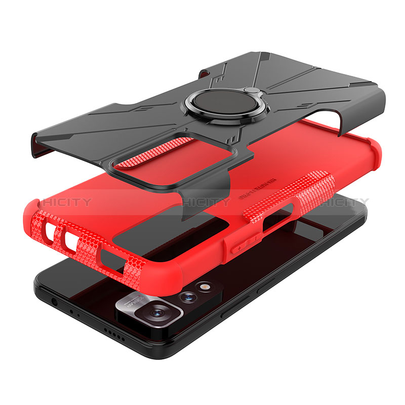Funda Bumper Silicona y Plastico Mate Carcasa con Magnetico Anillo de dedo Soporte JX1 para Xiaomi Redmi Note 11 Pro+ Plus 5G