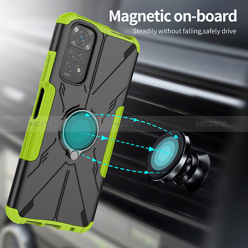 Funda Bumper Silicona y Plastico Mate Carcasa con Magnetico Anillo de dedo Soporte JX1 para Xiaomi Redmi Note 11S 4G