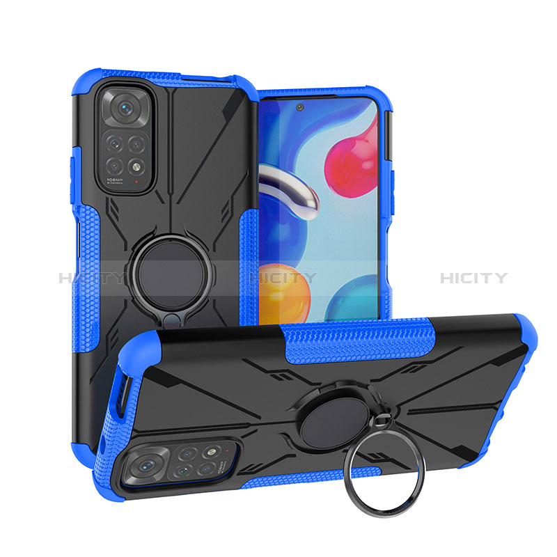 Funda Bumper Silicona y Plastico Mate Carcasa con Magnetico Anillo de dedo Soporte JX1 para Xiaomi Redmi Note 11S 4G