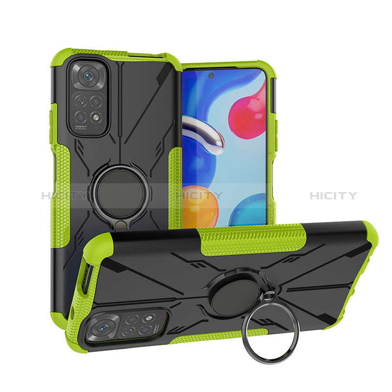 Funda Bumper Silicona y Plastico Mate Carcasa con Magnetico Anillo de dedo Soporte JX1 para Xiaomi Redmi Note 11S 4G