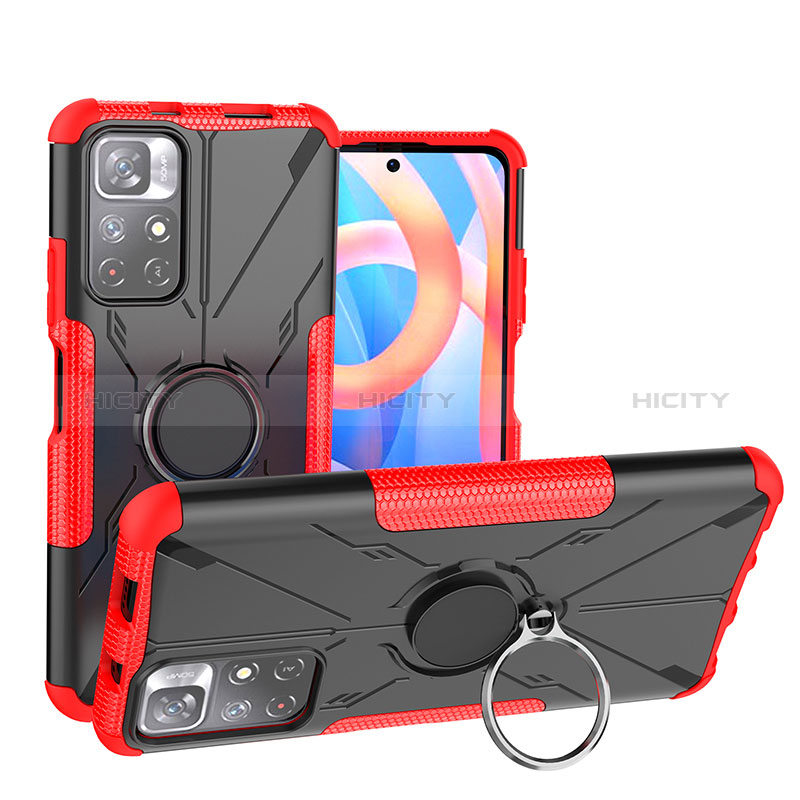 Funda Bumper Silicona y Plastico Mate Carcasa con Magnetico Anillo de dedo Soporte JX1 para Xiaomi Redmi Note 11S 5G