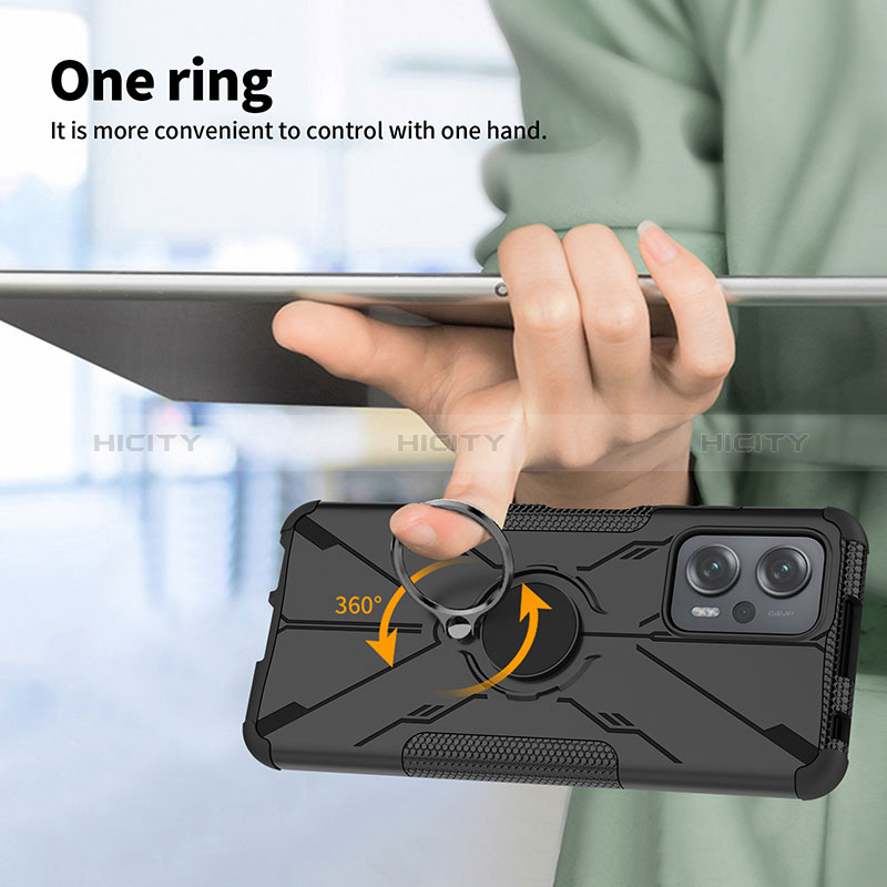 Funda Bumper Silicona y Plastico Mate Carcasa con Magnetico Anillo de dedo Soporte JX1 para Xiaomi Redmi Note 11T Pro+ Plus 5G