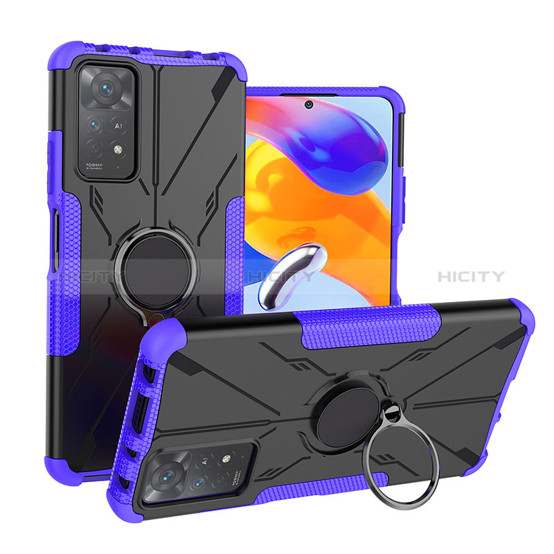 Funda Bumper Silicona y Plastico Mate Carcasa con Magnetico Anillo de dedo Soporte JX1 para Xiaomi Redmi Note 12 Pro 4G